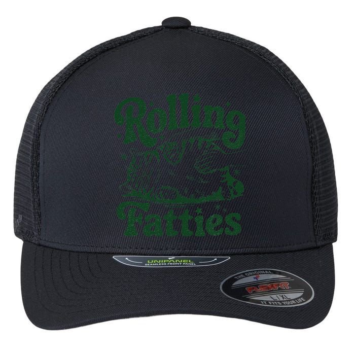 Rolling Fatties Cat Funny Cute Cat Lover Kitten Owner Kitty Flexfit Unipanel Trucker Cap