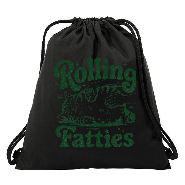 Rolling Fatties Cat Funny Cute Cat Lover Kitten Owner Kitty Drawstring Bag