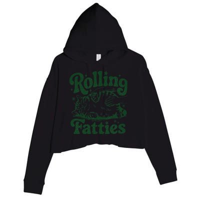 Rolling Fatties Cat Funny Cute Cat Lover Kitten Owner Kitty Crop Fleece Hoodie