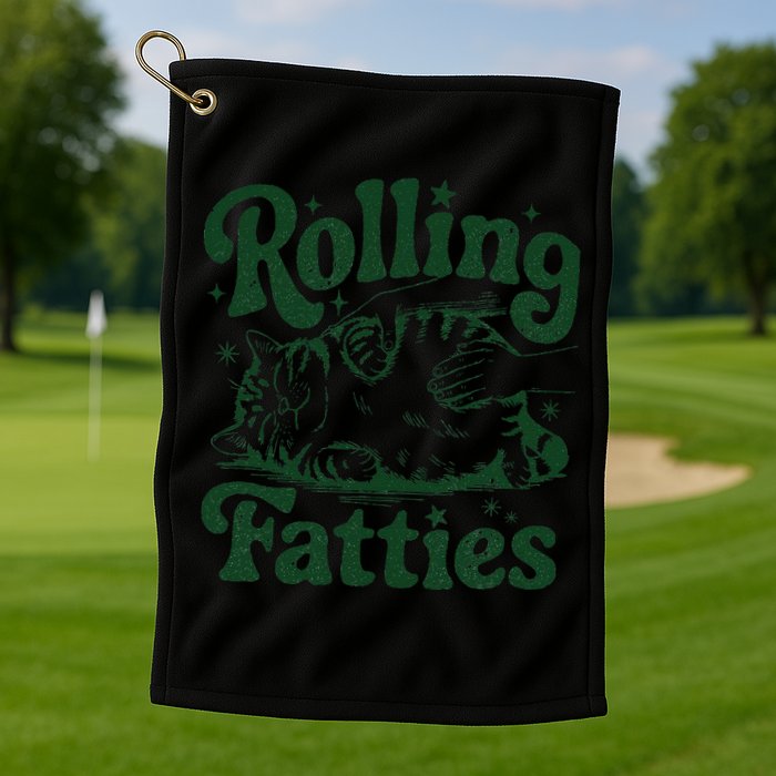 Rolling Fatties Cat Funny Cute Cat Lover Kitten Owner Kitty Golf Towel