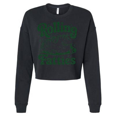 Rolling Fatties Cat Funny Cute Cat Lover Kitten Owner Kitty Cropped Pullover Crew