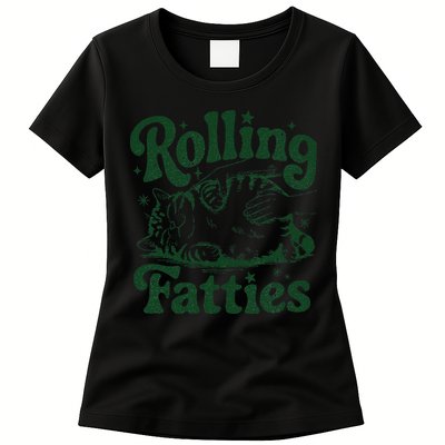 Rolling Fatties Cat Funny Cute Cat Lover Kitten Owner Kitty Womens T-Shirt
