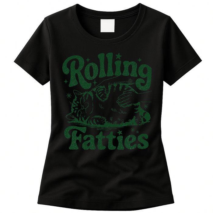 Rolling Fatties Cat Funny Cute Cat Lover Kitten Owner Kitty Womens T-Shirt
