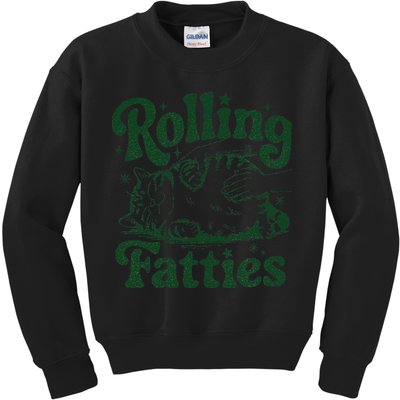 Rolling Fatties Cat Funny Cute Cat Lover Kitten Owner Kitty Kids Sweatshirt