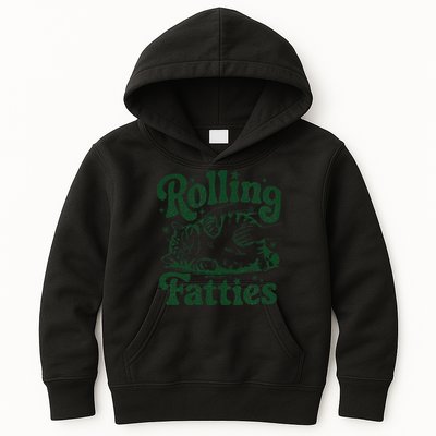 Rolling Fatties Cat Funny Cute Cat Lover Kitten Owner Kitty Kids Hoodie