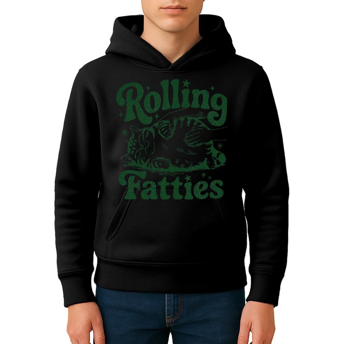 Rolling Fatties Cat Funny Cute Cat Lover Kitten Owner Kitty Kids Hoodie