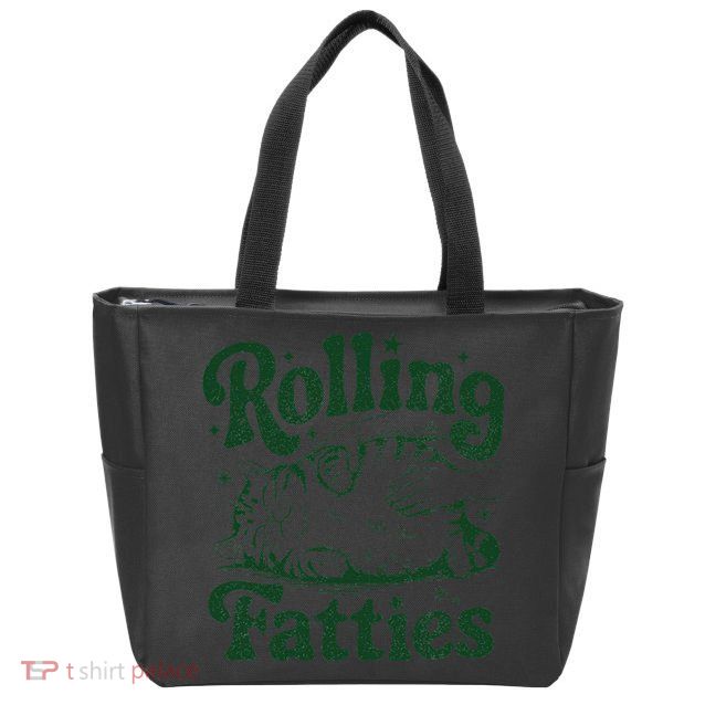 Rolling Fatties Cat Funny Cute Cat Lover Kitten Owner Kitty Zip Tote Bag