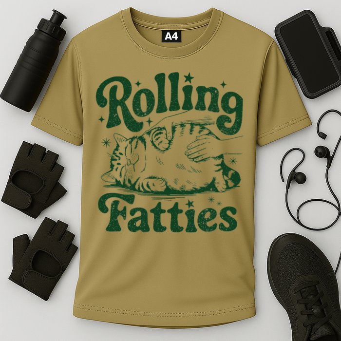 Rolling Fatties Cat Funny Cute Cat Lover Kitten Owner Kitty Performance Shirt