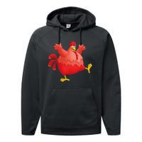 Red Fat Chubby Chicken Bird Cock Cartoon Art Performance Fleece Hoodie