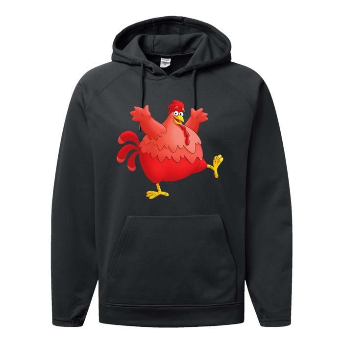 Red Fat Chubby Chicken Bird Cock Cartoon Art Performance Fleece Hoodie