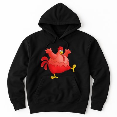 Red Fat Chubby Chicken Bird Cock Cartoon Art Hoodie