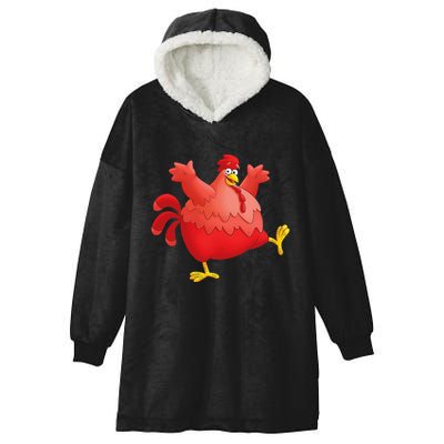 Red Fat Chubby Chicken Bird Cock Cartoon Art Hooded Wearable Blanket
