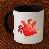 Red Fat Chubby Chicken Bird Cock Cartoon Art Mug