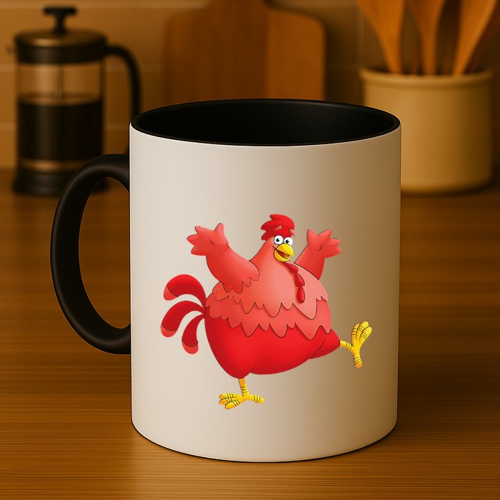 Red Fat Chubby Chicken Bird Cock Cartoon Art Mug