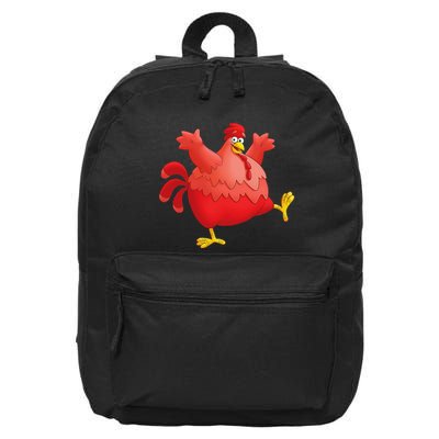 Red Fat Chubby Chicken Bird Cock Cartoon Art 16 in Basic Backpack