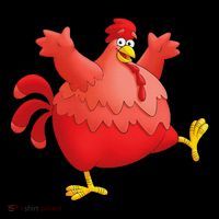 Red Fat Chubby Chicken Bird Cock Cartoon Art Premium T-Shirt