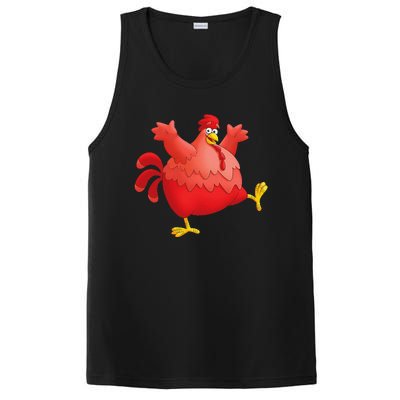 Red Fat Chubby Chicken Bird Cock Cartoon Art PosiCharge Competitor Tank