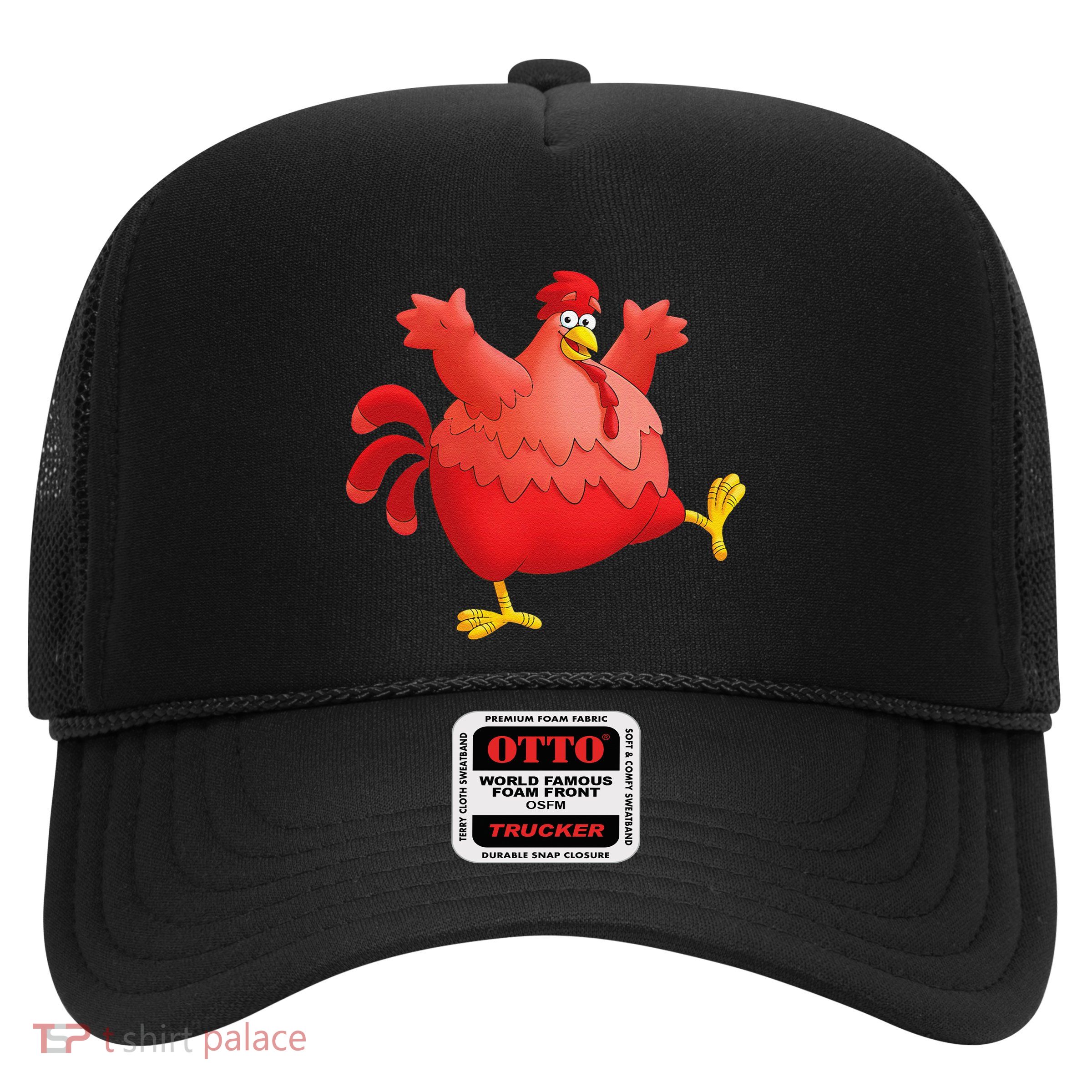 Red Fat Chubby Chicken Bird Cock Cartoon Art Trucker Hat