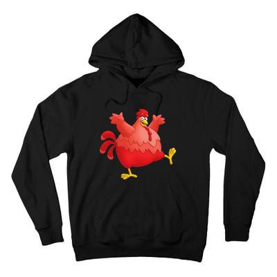 Red Fat Chubby Chicken Bird Cock Cartoon Art Tall Hoodie