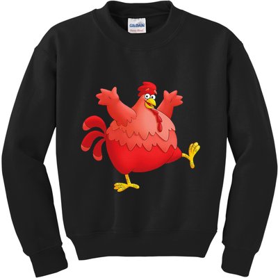 Red Fat Chubby Chicken Bird Cock Cartoon Art Kids Sweatshirt