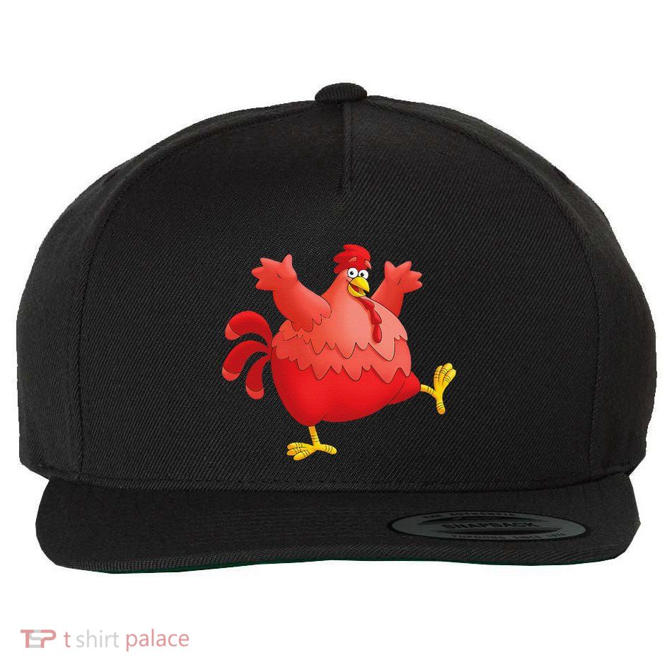 Red Fat Chubby Chicken Bird Cock Cartoon Art Wool Snapback Cap