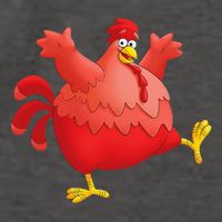 Red Fat Chubby Chicken Bird Cock Cartoon Art Vector Backpack