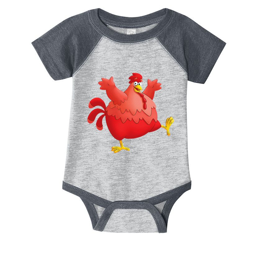 Red Fat Chubby Chicken Bird Cock Cartoon Art Infant Baby Jersey Bodysuit