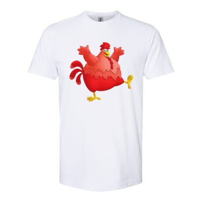 Red Fat Chubby Chicken Bird Cock Cartoon Art Softstyle CVC T-Shirt