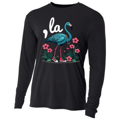 Retro Flamingo Chucks And Pearls Comma La Kamala Harris 2024 Cooling Performance Long Sleeve Crew