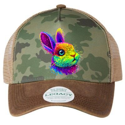 Rabbit Face Colorful Water Color Abstract Head Legacy Tie Dye Trucker Hat