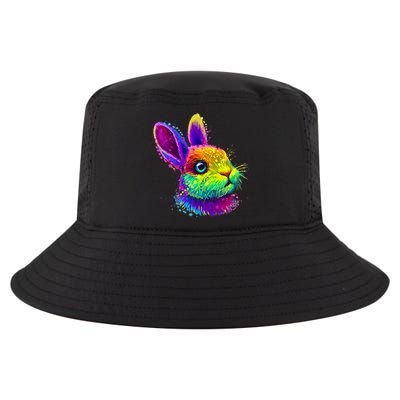 Rabbit Face Colorful Water Color Abstract Head Cool Comfort Performance Bucket Hat