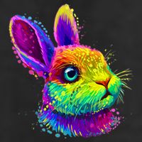 Rabbit Face Colorful Water Color Abstract Head 7 Panel Mesh Trucker Snapback Hat