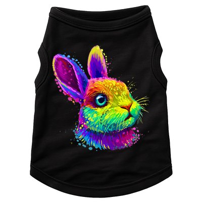 Rabbit Face Colorful Water Color Abstract Head Doggie Tank
