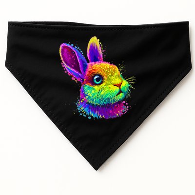 Rabbit Face Colorful Water Color Abstract Head USA-Made Doggie Bandana