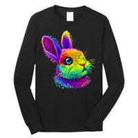 Rabbit Face Colorful Water Color Abstract Head Long Sleeve Shirt