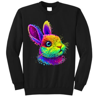 Rabbit Face Colorful Water Color Abstract Head Sweatshirt