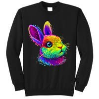 Rabbit Face Colorful Water Color Abstract Head Sweatshirt
