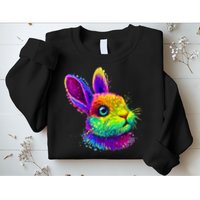 Rabbit Face Colorful Water Color Abstract Head Sweatshirt