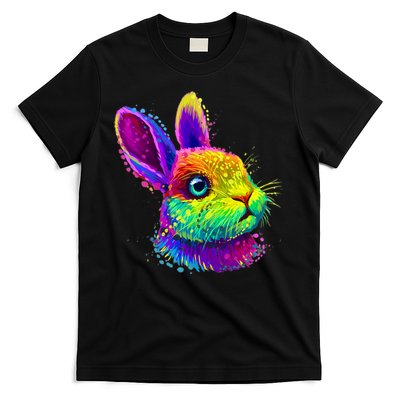 Rabbit Face Colorful Water Color Abstract Head T-Shirt