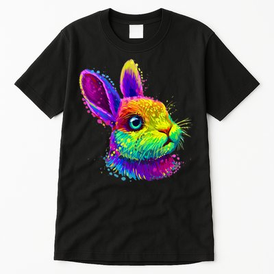Rabbit Face Colorful Water Color Abstract Head Tall T-Shirt