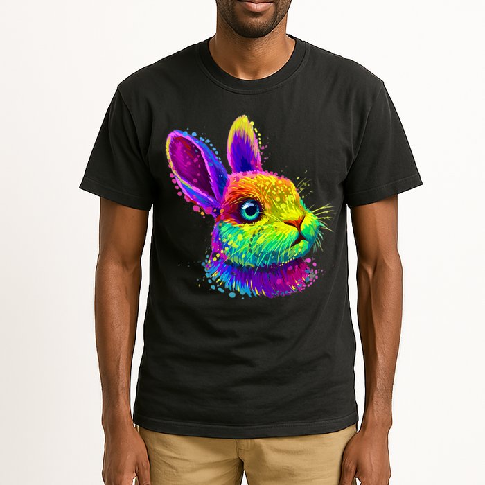 Rabbit Face Colorful Water Color Abstract Head Tall T-Shirt