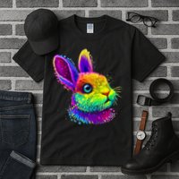 Rabbit Face Colorful Water Color Abstract Head Tall T-Shirt