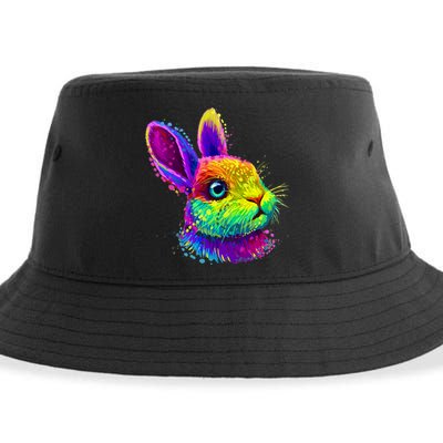 Rabbit Face Colorful Water Color Abstract Head Sustainable Bucket Hat