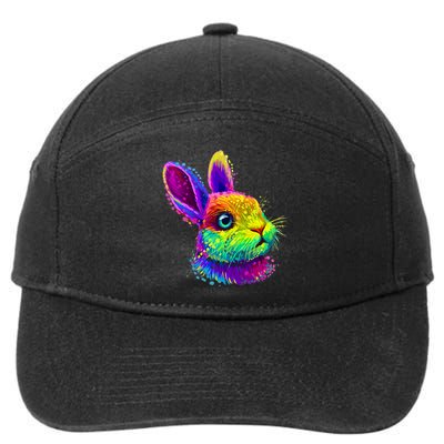 Rabbit Face Colorful Water Color Abstract Head 7-Panel Snapback Hat