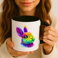 Rabbit Face Colorful Water Color Abstract Head Mug