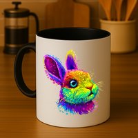 Rabbit Face Colorful Water Color Abstract Head Mug