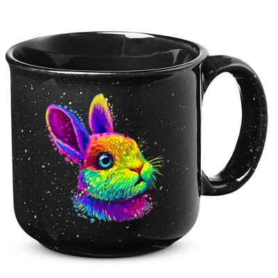 Rabbit Face Colorful Water Color Abstract Head 15oz Campfire Ceramic Mug