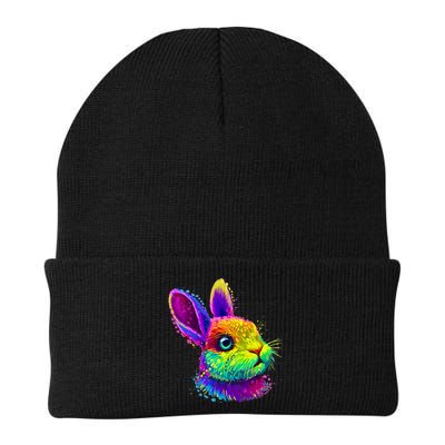 Rabbit Face Colorful Water Color Abstract Head Beanie