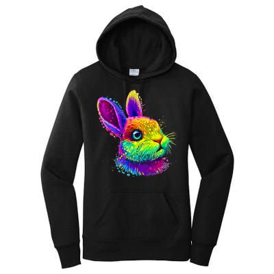 Rabbit Face Colorful Water Color Abstract Head Women's Pullover Hoodie