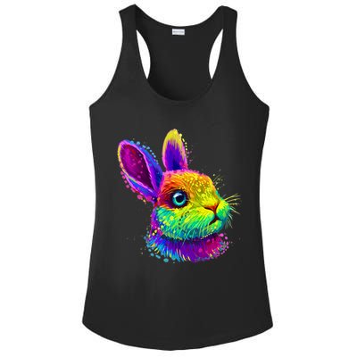Rabbit Face Colorful Water Color Abstract Head Ladies PosiCharge Competitor Racerback Tank